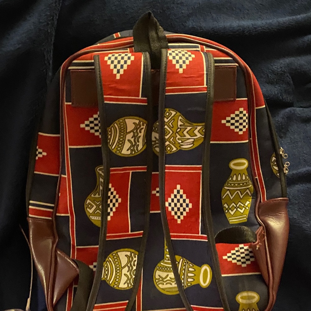 Red And Brown Patterned Backpack - image 2